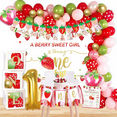 thumbnail image 1 of Strawberry 1st Birthday Decorations Party Supplies, Berry First Birthday decor Party Supplies, Berry Sweet One Berry First Birthday Girl Decoration, 1 of 7