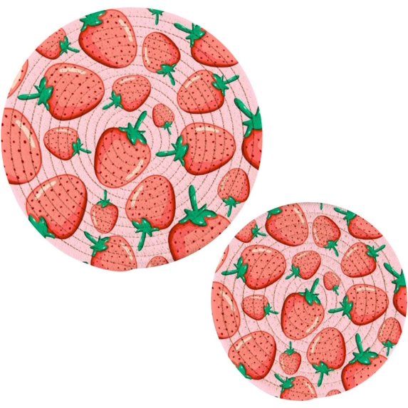 Strawberry 2 Pack Pot Holders Trivets, Heat Resistant Hot Pads for Kitchen Table Decoration Trivets for Hot Dishes/Pot/Bowl/Teapot/Hot Pot Holders, 7" + 9.45"
