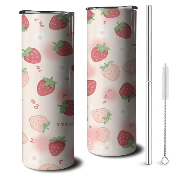 Strawberry 20oz Tumbler with Lid Straw Stainless Steel Cup 20oz Tumbler for Home Office Supplies