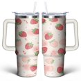 thumbnail image 1 of Strawberry 30 Oz Tumbler with Handle Lid and Straw, Stainless Steel Double Walled Vacuum Insulated Cup, Cute Anniversary Wedding Birthday Gifts Tumbler for Women Men Friends Outdoor Indoor, 1 of 1