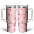 thumbnail image 1 of Strawberry 30 Oz Tumbler with Handle Lid and Straw, Stainless Steel Double Walled Vacuum Insulated Cup, Cute Anniversary Wedding Birthday Gifts Tumbler for Women Men Friends Outdoor Indoor, 1 of 1