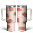 thumbnail image 1 of Strawberry 30 Oz Tumbler with Handle Lid and Straw, Stainless Steel Double Walled Vacuum Insulated Cup, Cute Anniversary Wedding Birthday Gifts Tumbler for Women Men Friends Outdoor Indoor, 1 of 1