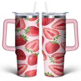 thumbnail image 1 of Strawberry 30 Oz Tumbler with Handle Lid and Straw, Stainless Steel Double Walled Vacuum Insulated Cup, Cute Anniversary Wedding Birthday Gifts Tumbler for Women Men Friends Outdoor Indoor, 1 of 1