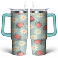 thumbnail image 1 of Strawberry 30 Oz Tumbler with Handle Lid and Straw, Stainless Steel Double Walled Vacuum Insulated Cup, Cute Anniversary Wedding Birthday Gifts Tumbler for Women Men Friends Outdoor Indoor, 1 of 1