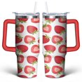 thumbnail image 1 of Strawberry 30 Oz Tumbler with Handle Lid and Straw, Stainless Steel Double Walled Vacuum Insulated Cup, Cute Anniversary Wedding Birthday Gifts Tumbler for Women Men Friends Outdoor Indoor, 1 of 1