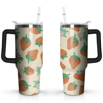 Strawberry 40 OZ Tumbler Cup with Lid and Straw for Water Iced Tea Coffee Smoothie and More