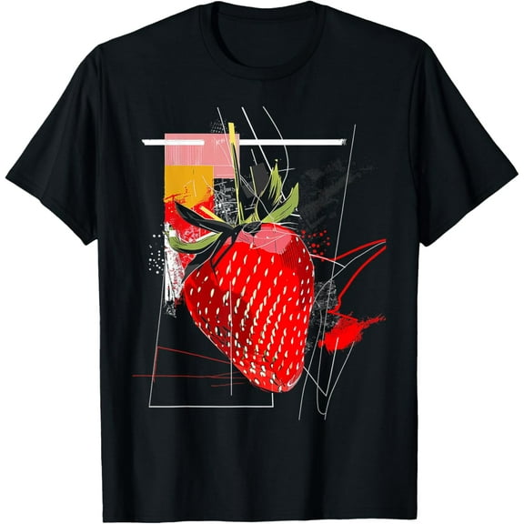 Strawberry Abstract Art Fruit Geometric Graphic T-Shirt