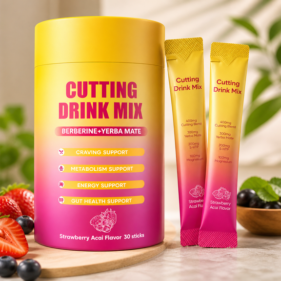 Strawberry Acai Wellness Drink Mix Vegan, Sugar-Free Refreshing Beverage Sticks, Daily Energy Support, 30 Pack.