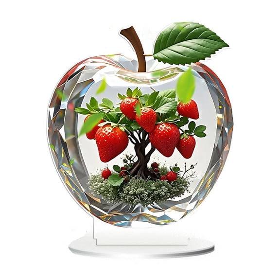 Strawberry Acrylic 2D Flat Decorative Panel, Shelf Decor for Wine Cabinet TV Stand Porch, Modern Home Accent