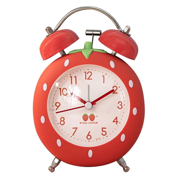 Strawberry Alarm Clock for Kids, Cute Alarm Clock for Heavy Sleepers with Backlight,Twin Bell Alarm Clock for Bedroom Decoration Lucky babies .