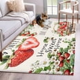 thumbnail image 1 of Strawberry Area Rug 4x6 Washable Rug Non Slip Summer Fruits Green Botanical Floral Large Area Rug Indoor Floor Carpet for Entryway Bedroom Kitchen Living Room Home Office Dining Room Nursery, 1 of 8
