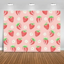 Strawberry Backdrop Sweet Pink Baby Shower Birthday Background Party Decorations for Girl Wall Paper Dessert Table Banner Photo Booth Props