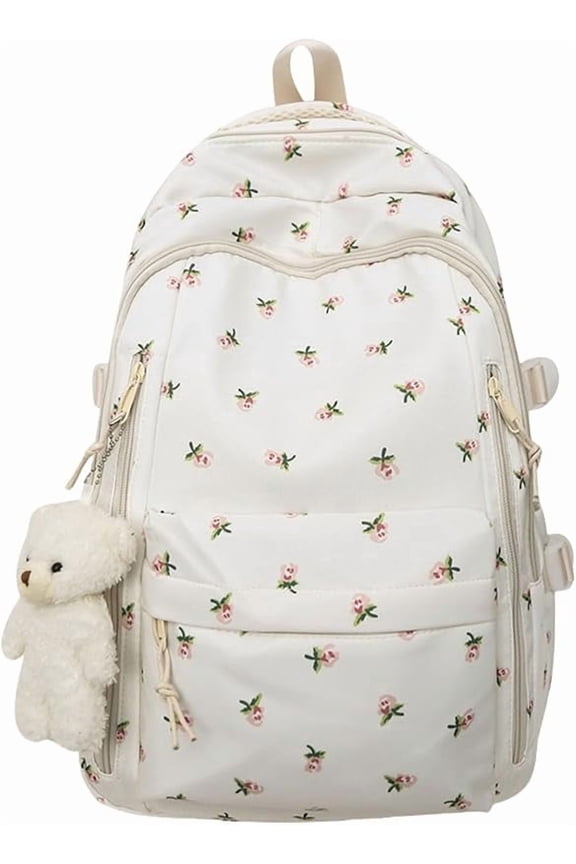 Strawberry Backpack for Girls, Cute Coquette Aesthetic Backpack with Plush keychain for Teen Girls & Travel Use (rose)