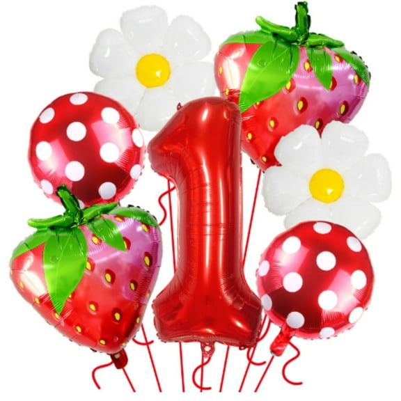 Strawberry Balloons 1th Birthday Decorations 32in7pcs