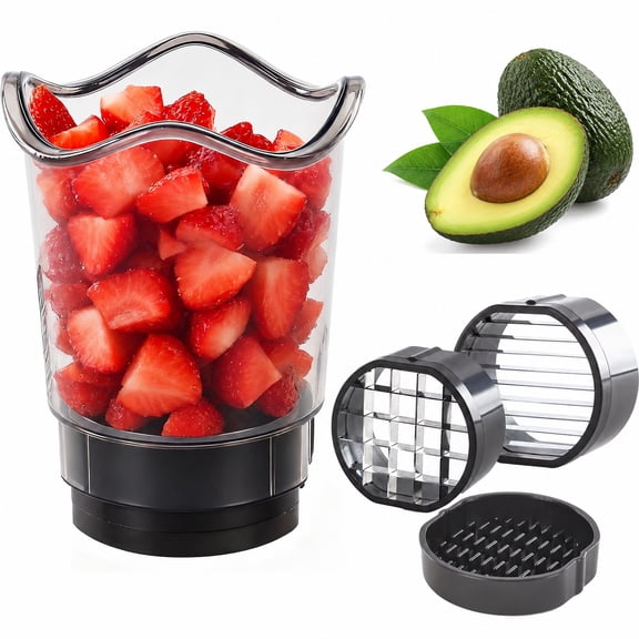 Manual Fruit & Vegetable Slicer Cup with Detachable Push Plate, Quick Even Slicing Tool for Egg, Cucumber, Mushroom, Strawberry, Banana, Salad Prep