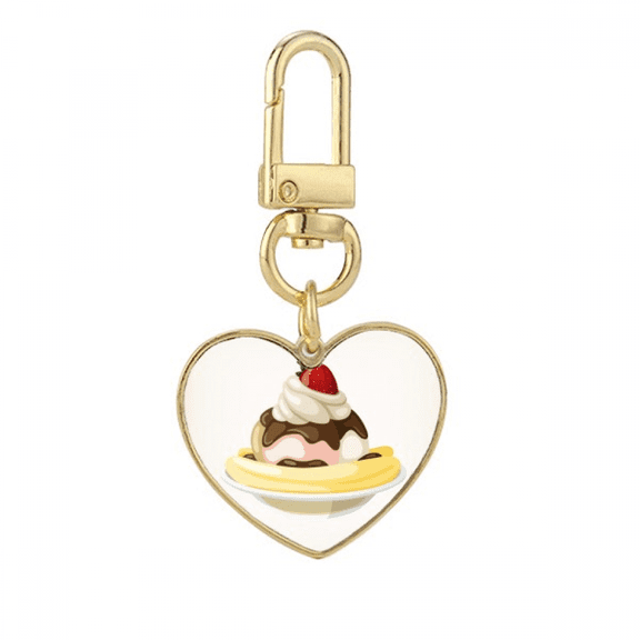 Strawberry Banana Sweet Ice Gold Heart Keychain Metal Keyring Holder