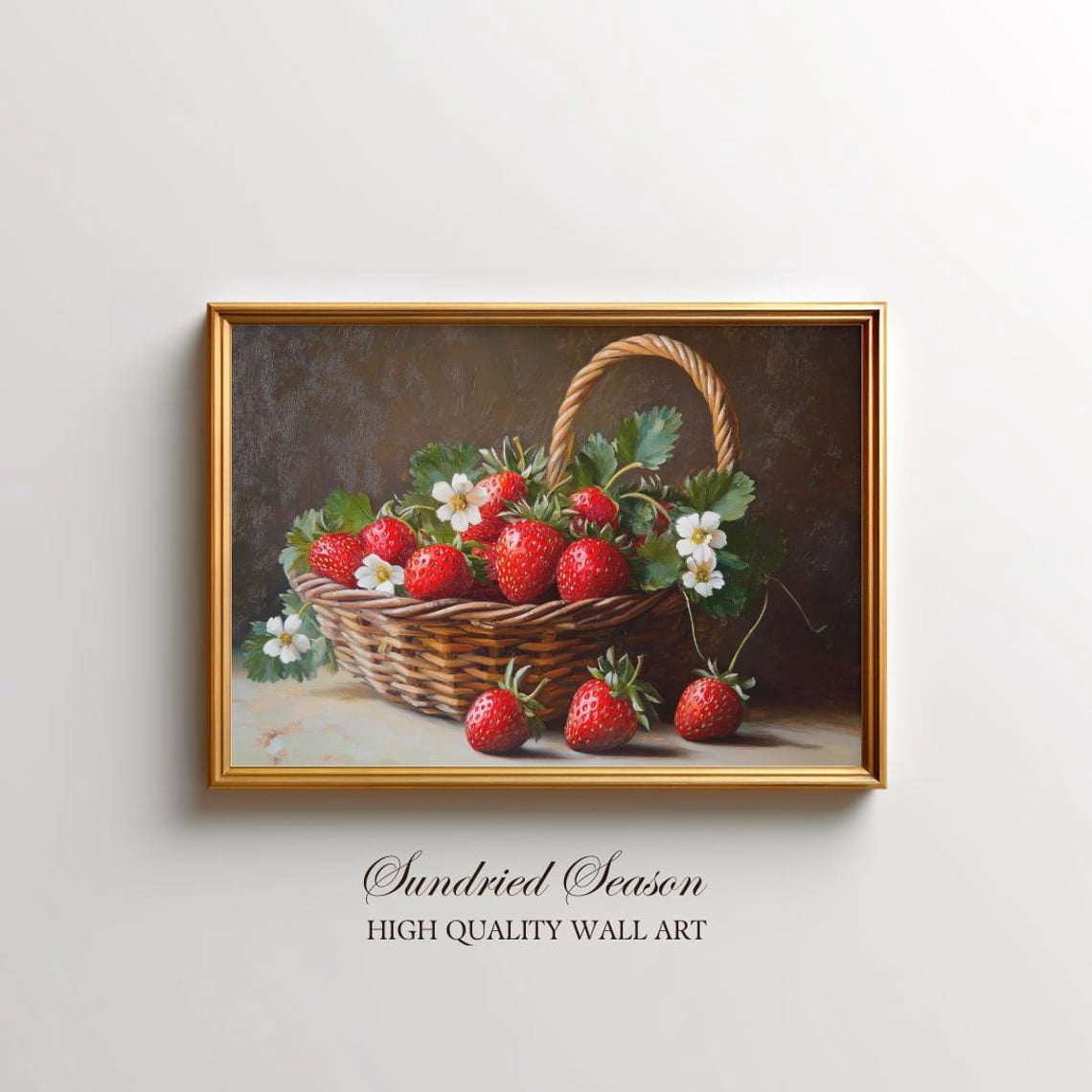 Strawberry Basket Still Life Rustic Kitchen Country Farmhouse Fresh ...
