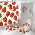 thumbnail image 1 of Strawberry Bathroom Curtains Fabric Summer Fruit Shower Curtain for Kid Girl Botanical Leaves Non-Slip Bath Mat Rug Toilet Cover, 1 of 5