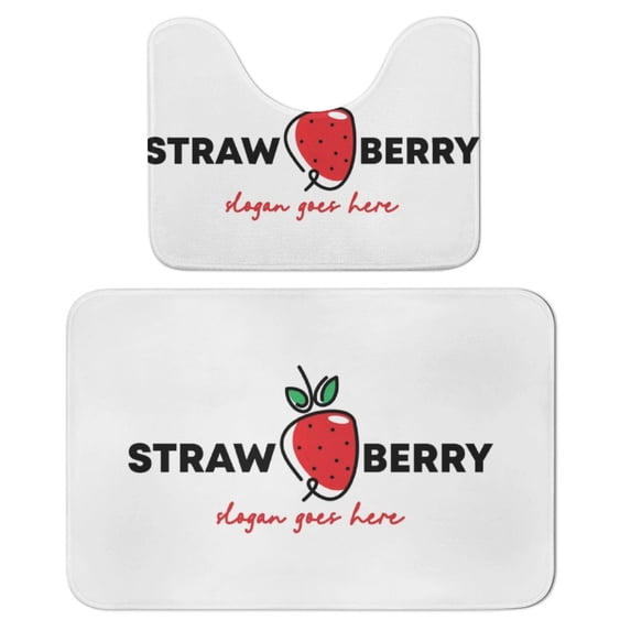 Strawberry Bathroom Rugs, 2 Pieces Bath Rug Mat U Shaped Toilet Rugs, Soft Absorbent Bath Rugs, Machine Washable, Non-Slip Bath Mats For Tub, Shower And Bath Room
