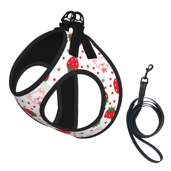 Strawberry Bear Pet Leash Vest Small Dogs Cats Puppy Harness With Leash Reflective No Choke Small
