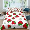 thumbnail image 1 of Strawberry Bedding Sweet Strawberry Duvet Cover for Kids Pink Cute Cartoon Fruit Food Theme Girly White Floral Room r, 1 of 5
