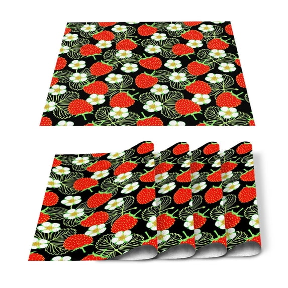 Strawberry Berries Fruits Pattern Table Mat Kitchen Decoration Placemat Table Napkin For Wedding Dining Accessories Table Mat