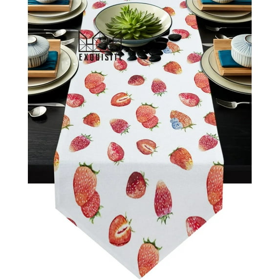 Strawberry Berries Fruits Table Runner Country Wedding Decoration Tablecloth Table Flag Placemat Dust Cover Table Mat For Home