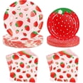 thumbnail image 1 of Strawberry Birthday Decorations, 75 Pcs Disposable Fruit Paper Plates and Napkins Tableware Set for Summer Sweet One 1st Baby Shower Berry First Strawberry Themed Party Supplies, Serves 25, 1 of 7