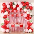 thumbnail image 1 of Strawberry Birthday Party Decorations Set – Pink Fringe Curtain, Happy Birthday Banner, Pink, Red & White Balloons for Strawberry-Themed 1st Birthday & Baby Shower, 1 of 6