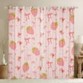 thumbnail image 1 of Strawberry 30%-50% Blackout Curtains Pink Bow Tie Curtains for Living Room 2 Panels (38Wx54L),Princess Silk Ribbon Curtains And Drapes Cute Bowknot Window Curtains, 1 of 5