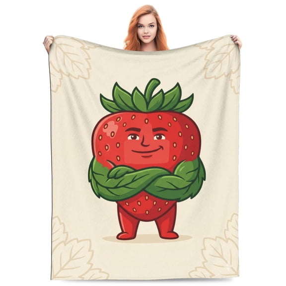 Strawberry Blanket, Funny Strawberry Pattern Flannel Throw Blanket, Super Soft Cozy Warm Blanket for Sofa, Couch, Bed, Living Room Decor, Travel Gift 50"x40"