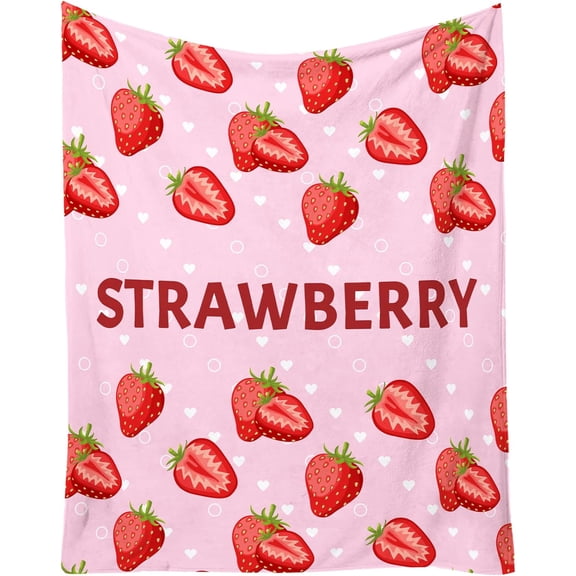 Strawberry Blanket Gifts, 40"x50" Cute Fruit Throw Blanket for Women Girls, Soft Cozy Plush, Flannel Blankets for Couch Bed Sofa