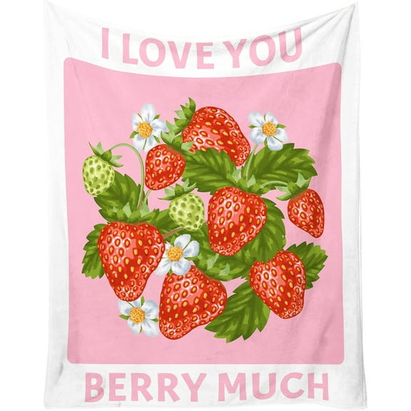 Strawberry Blanket Gifts, 60"x80" Cute Fruit Throw Blanket for Women Girls, Soft Cozy Plush, Flannel Blankets for Couch Bed Sofa
