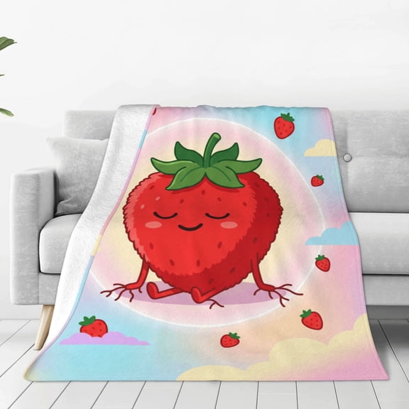 Strawberry Blanket, Sweet Juicy Fruit Blanket, Gift for Food Lovers & Summer Lovers, Sofa Couch Bed Picnic Travel 50x40