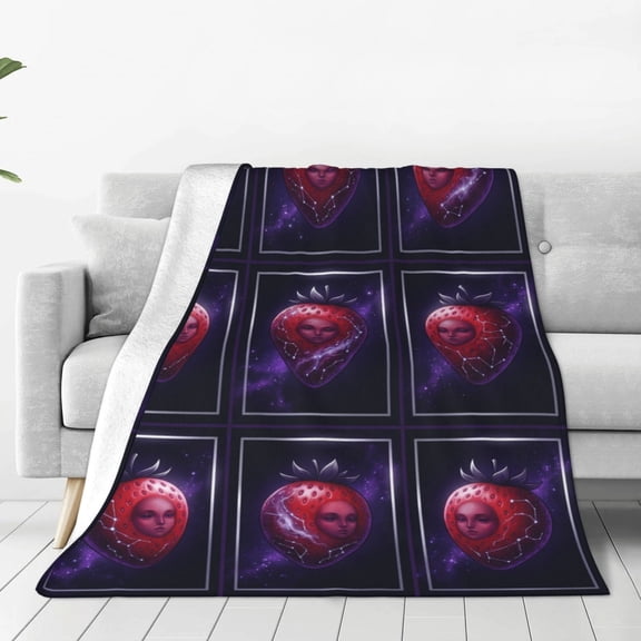 Strawberry Blanket, Sweet Juicy Fruit Blanket, Gift for Food Lovers & Summer Lovers, Sofa Couch Bed Picnic Travel 50x40