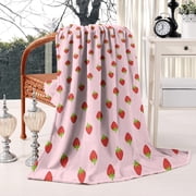 Strawberry Blanket for Kids Soft Couch Room Kawaii Flannel Throw Fruit Blanket Decor for Girls
