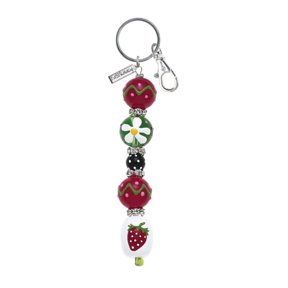 Strawberry Blossom Rhinestone Glass Beads Kate and Macy Keychain
