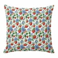 thumbnail image 1 of Strawberry Blue Flower Throw Pillow Cover Spring Leaf Plant Cotton Linen Cushion Cover Throw Pillow Case with Invisible Zipper for Couch Sofa Bed Chair Car 16x16 Inch, 1 of 14