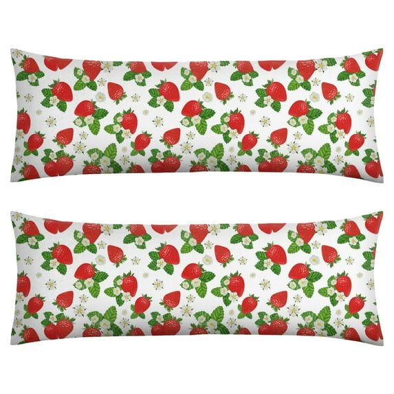 Strawberry Body Pillow Cover - Soft & Breathable, Hidden Zipper, 20"x54", Kawaii Strawberry & Floral Print - Perfect Gift for Strawberry Lovers, Side Sleepers, Pregnancy Support & Sweet Home Decor