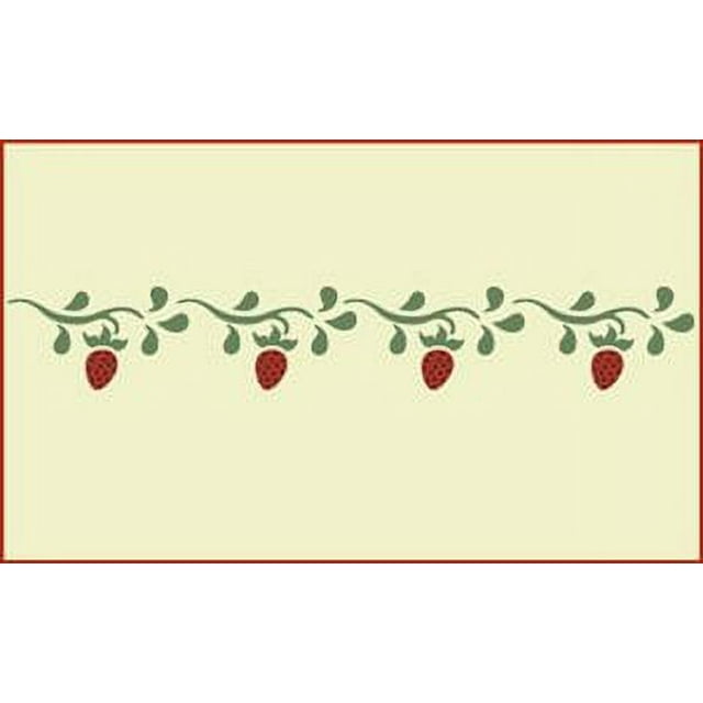 Strawberry Border Stencil - Fruit Pattern Border Stencil DIY for Painting Kitchen Cabinets Backsplash Laser Cut Reusable Mylar Template Home Decor Crafts - The Artful Stencil