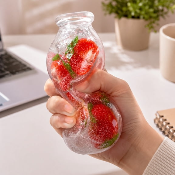Strawberry Bottle Squishy Toys, Bottle Slow Rising Squishies Food Toy, Shaped Slow Rise Squishies, Super Soft Toy for Stress Relief, Sensory Fidget Play for Adults