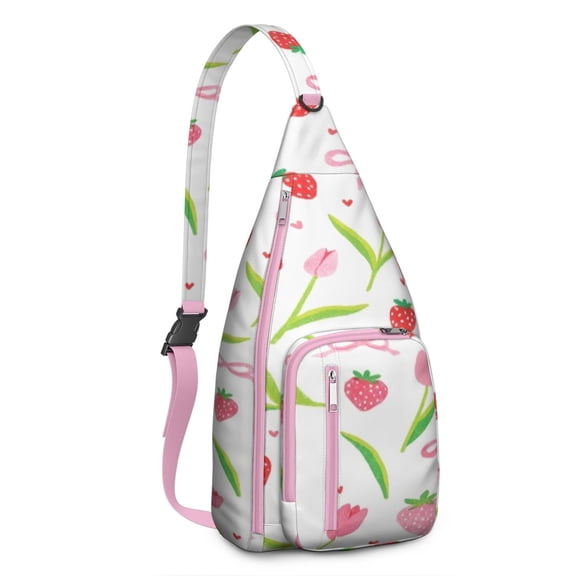 Strawberry Bow Travel Sling Bag Anti Theft Sling Shoulder Bag for Women Men Unisex