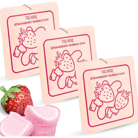Strawberry Bubble Gum - Scented Sachets for Drawer and Closet Freshener with Long Lasting Scent - Pack of 3 - Home Fragrance Sachet Bag Dresser Refresher Packet - Olores para Closet De Ropa