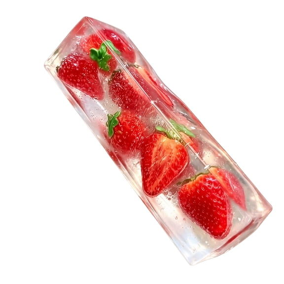 Strawberry Butter Squishy, Strawberry Ice Cube Squeeze, Butter Squishy, Transparent Ice Block Squishy Fidget, Realistic Strawberry Squishy,Slow Rising Sensory Stress Ball for Stress Relief, 4.72in