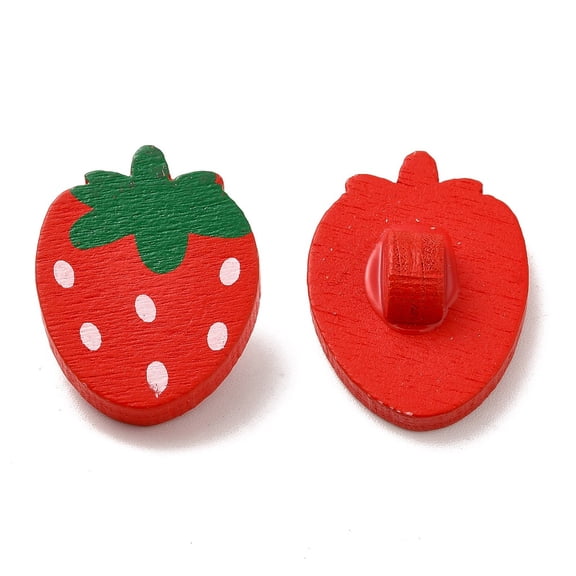 Strawberry Buttons Wooden Buttons Crimson about 22mm long 17mm wide 3.8mm thick