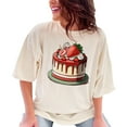 thumbnail image 1 of Strawberry Cake Graphic T-Shirt, Dessert Lovers Gift, Foodie Apparel, Fun and Colorful Tee, Sweet Treats Shirt, Strawberry Lovers Top, Ivory Comfort Colors T-Shirt, XL, 1 of 1