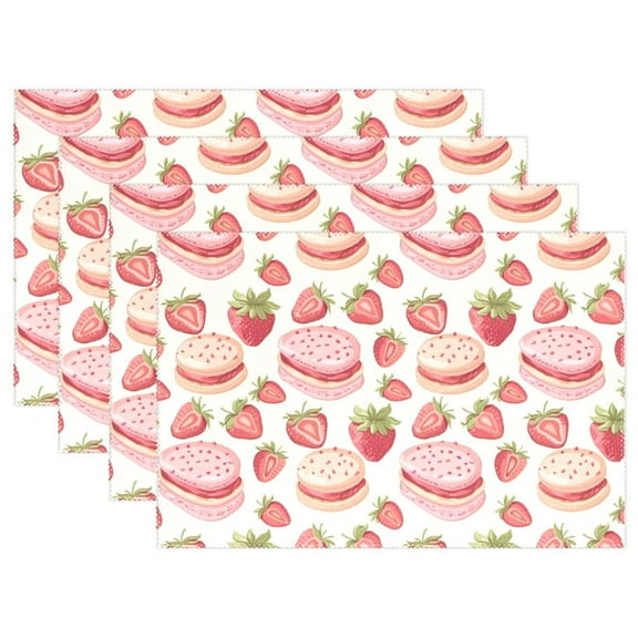 Strawberry Cakes 12×18 inch Placemats Heat Resistant Washable Foldable Rectangular Placemats Set Decoration Indoor Outdoor for Kitchen Dining Table 1PC