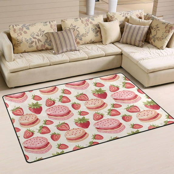 Strawberry Cakes Area Floor Mats Non-Slip Rugs Soft Doormat 31 x 20 inch Carpet for Living Dining Room Bedroom Decorative