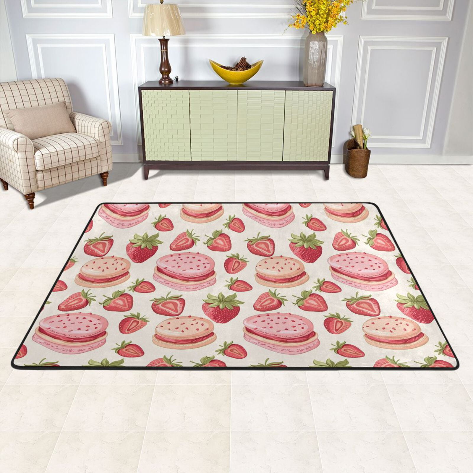 120×204 \"strawberry cake” ViNTAGE RUG Replacement Rug for Strawberry Shortcake Berry Happy Home