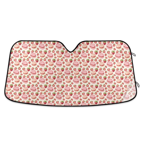 Strawberry Cakes Car Windshield Sun Shade Foldable Car Front Window Visor Heat and UV Protection 53x23.5